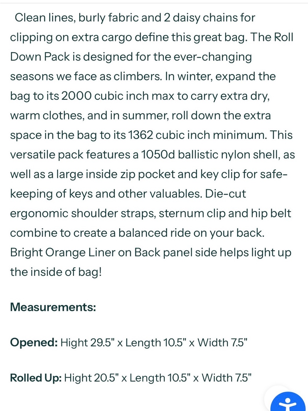 Organic Climbing Roll Down pack 28 L - Picture 4 of 4
